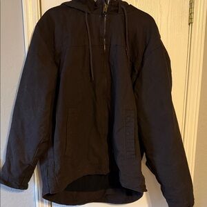 Men's Black Hooded Military Jacket